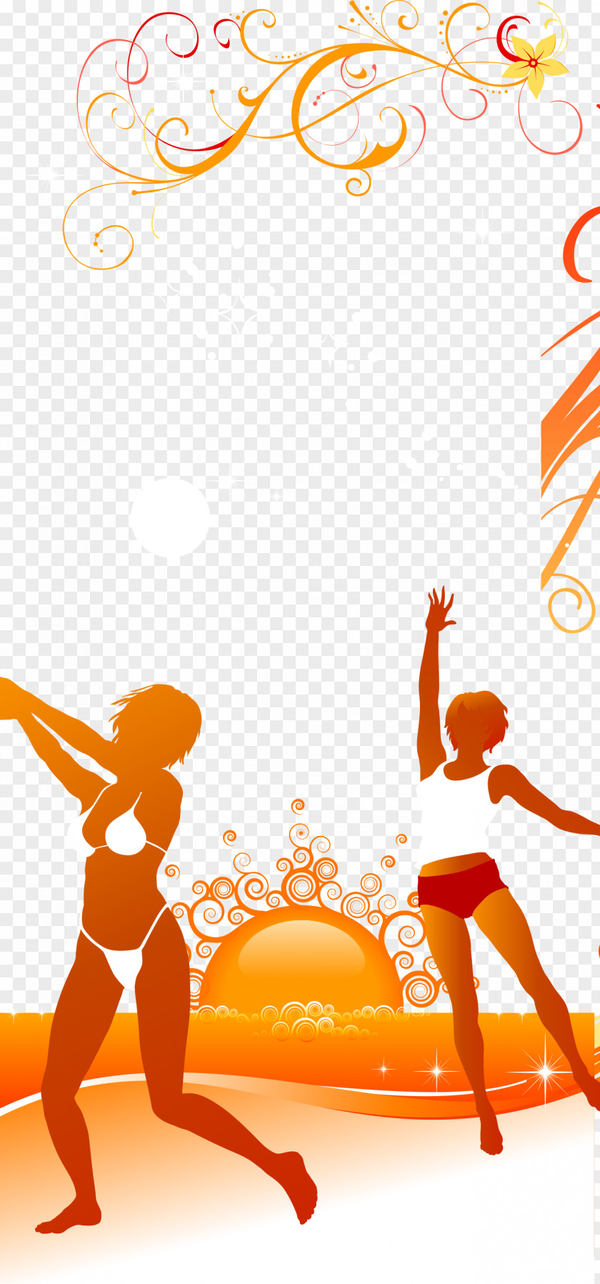 Beach Volleyball Sport PNG volleyball Sport, modern orange bikini woman beach clipart PNG