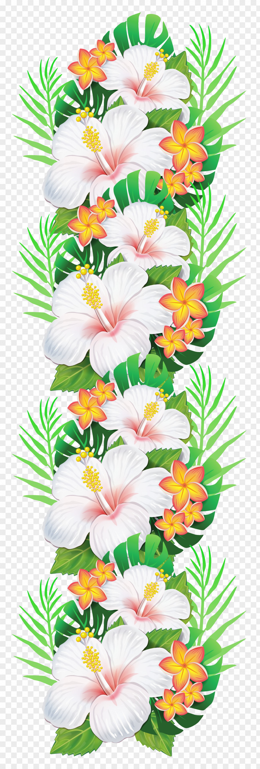 Tropical Flower Garland Clip Art PNG