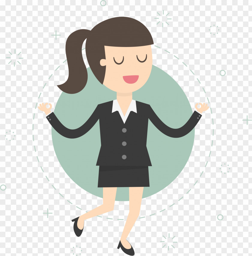 Thinking Business Woman Businessperson Cartoon Illustration PNG