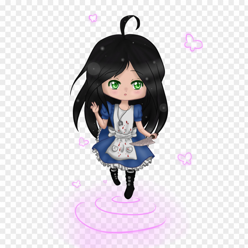 Alice Dress Doll Black Hair Figurine Cartoon Character PNG