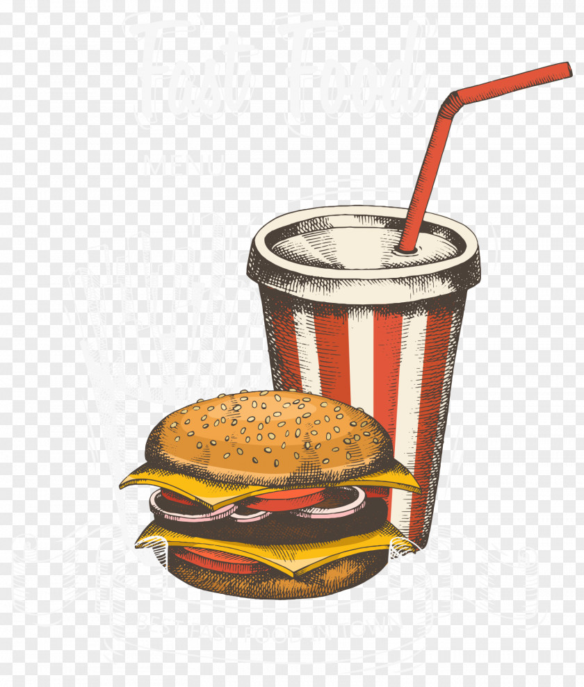 Fast Food Burger Black Menu Cover Vector Hamburger Hot Dog Coca-Cola KFC PNG