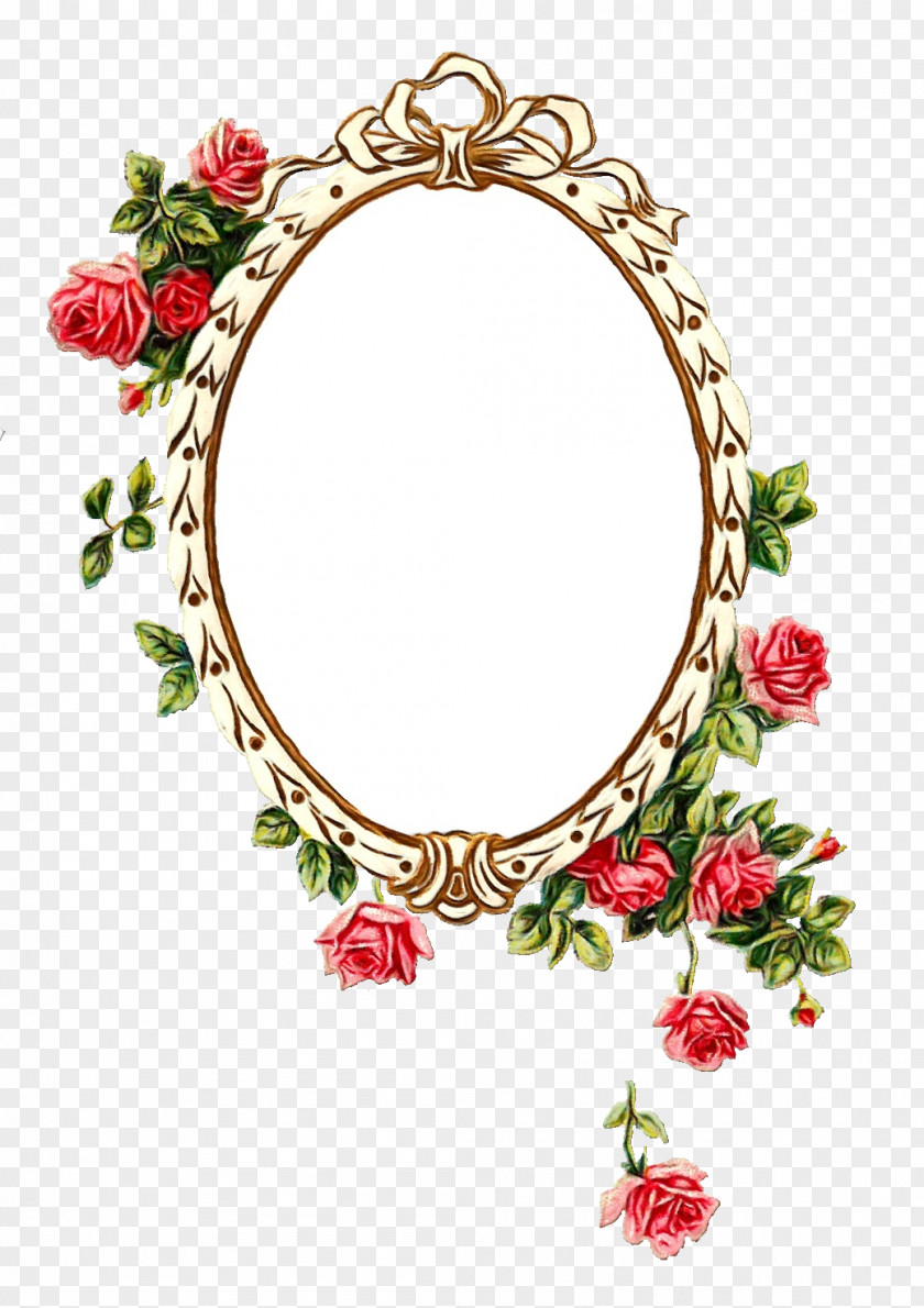 Holly Oval Watercolor Floral Frame PNG