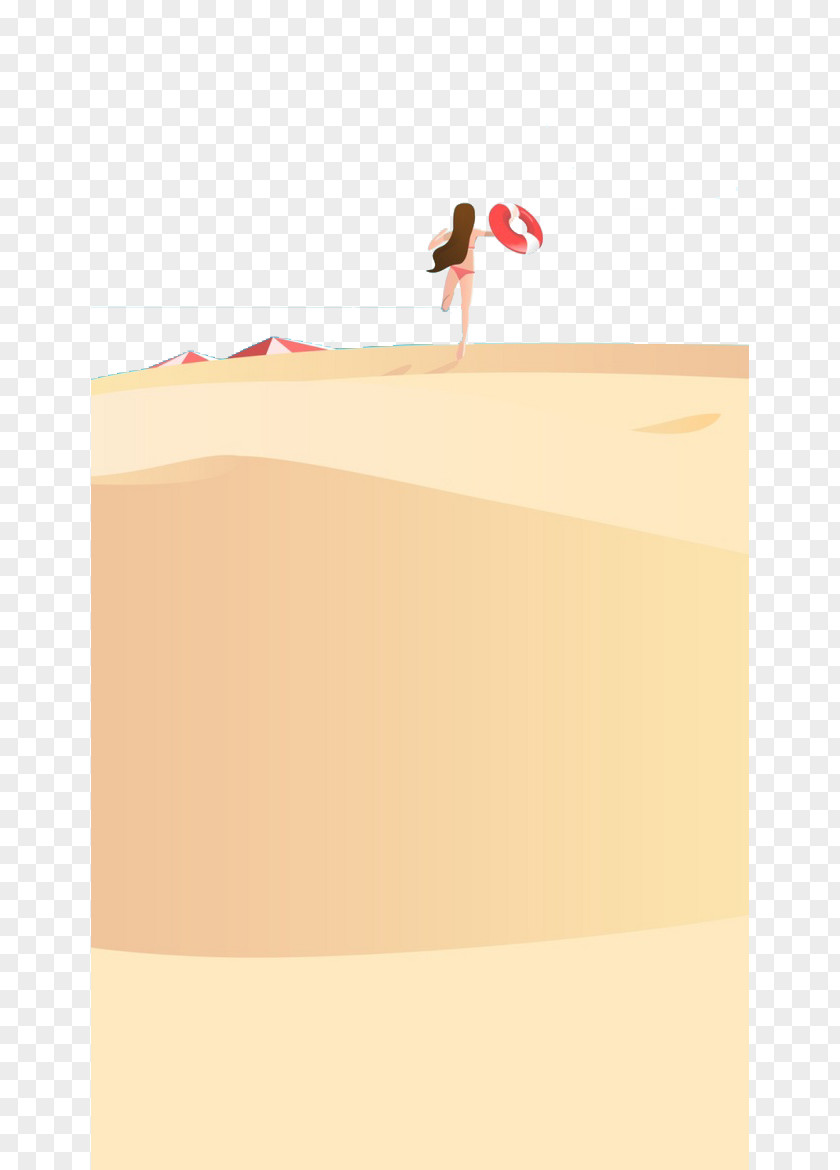 Sandy Beach Paper Cartoon Yellow Illustration PNG