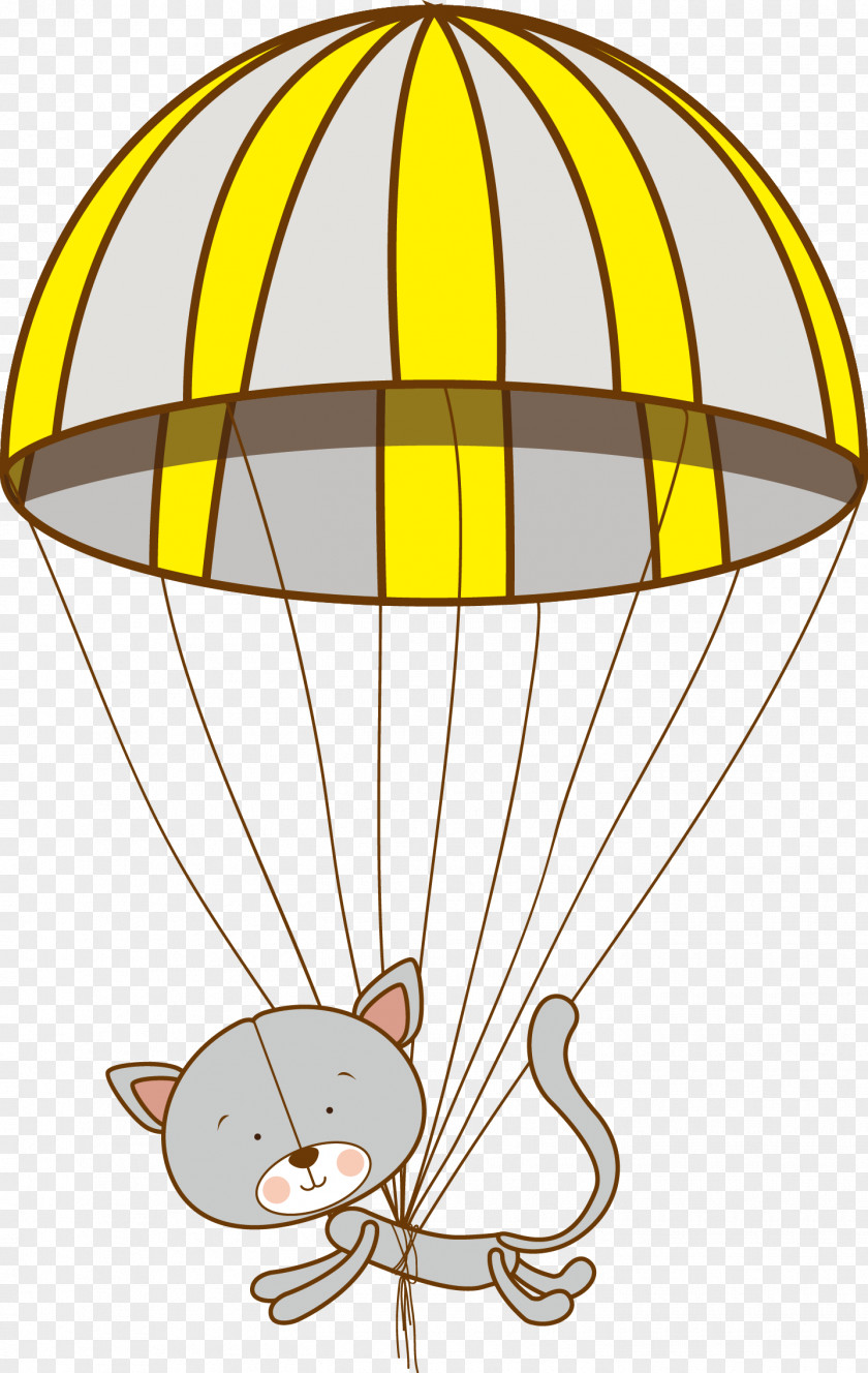 Kitten Parachute Animation Illustration PNG