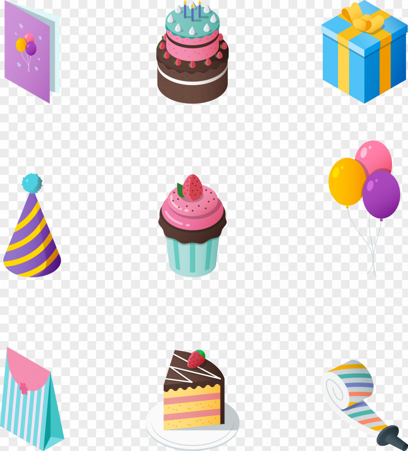 Vector Hand-painted Cartoon Birthday Party Computer File PNG