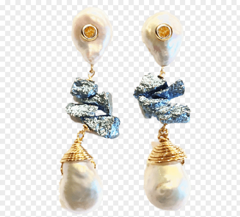 Handmade Jewelry Pearl Earring Body Jewellery Cobalt Blue PNG