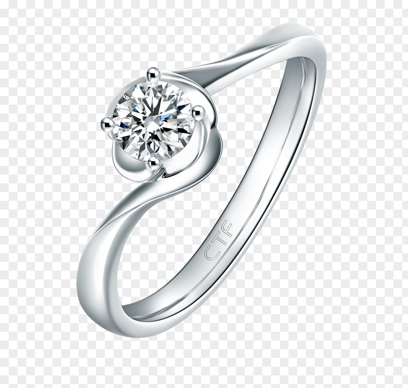 Ring Engagement Chow Tai Fook Diamond Colored Gold PNG