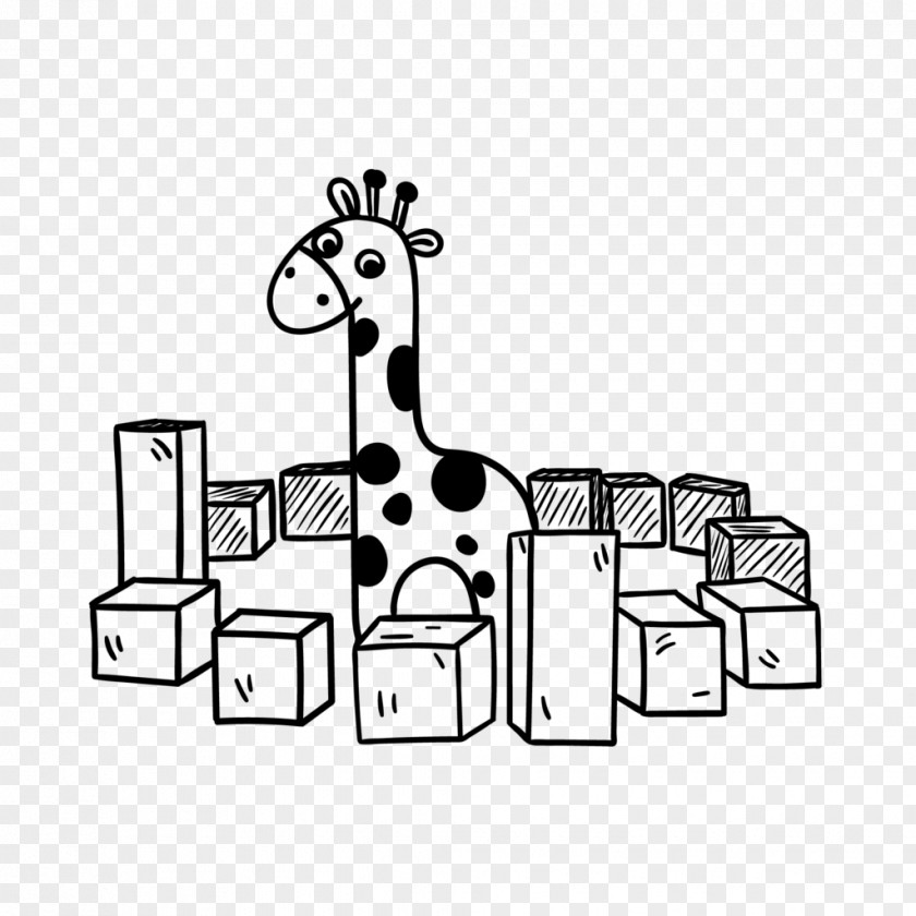 Art Blackandwhite Giraffe Cartoon PNG