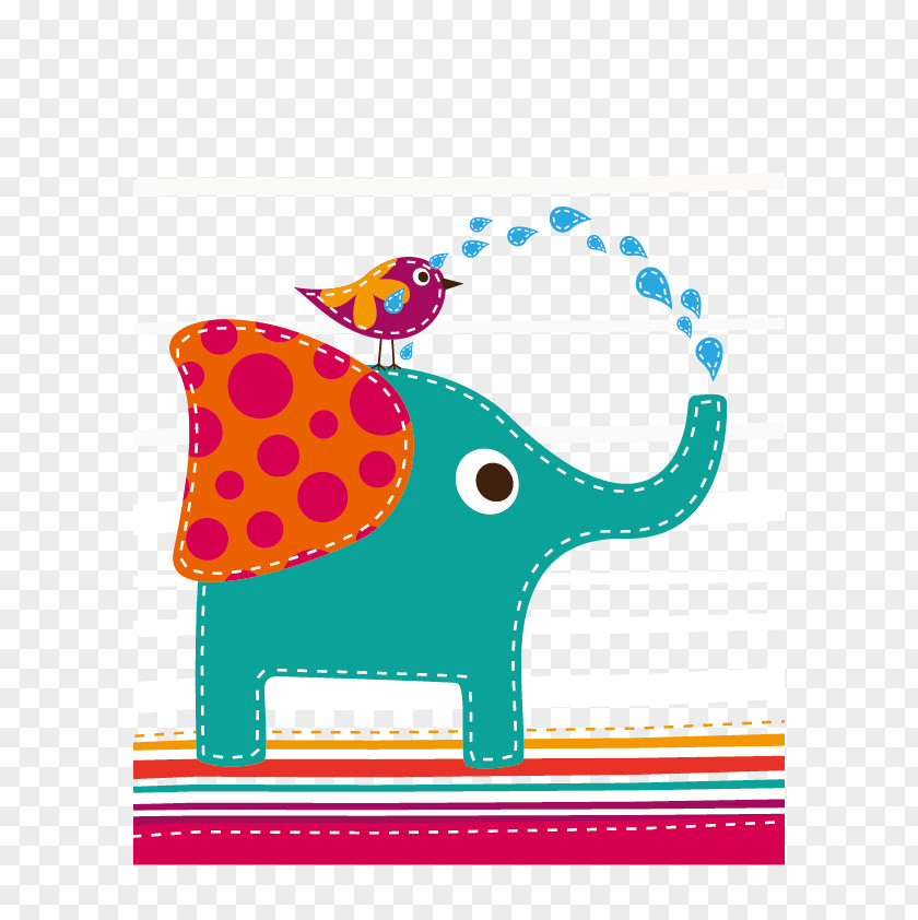 Illustrator Of Children Elephant Vector Material Bird Illustration PNG