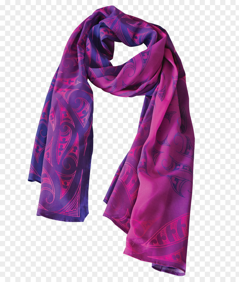 Purple Scarf Koru Silver Fern Māori People Chiffon PNG