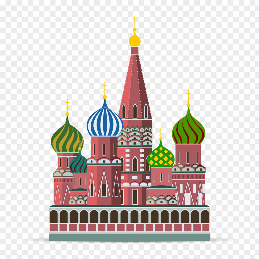 Architectural St. Basil's Cathedral The Moscow Kremlin Vector Graphics Illustration PNG