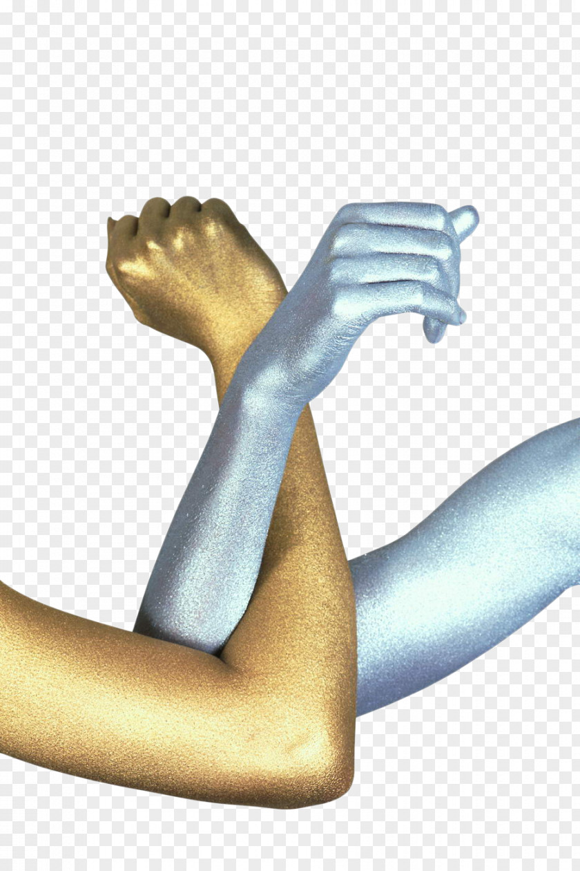 People Hand Gold And Silver Metal Shapes PNG