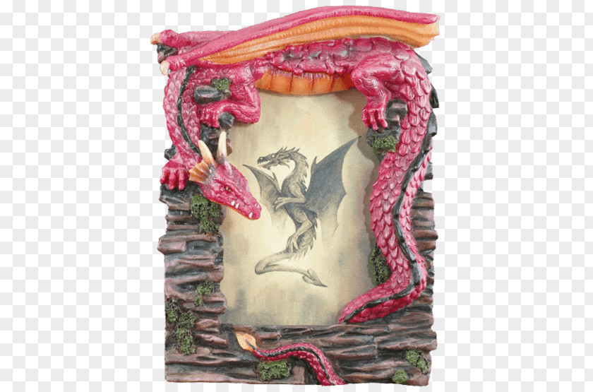 Pink Pentagram Picture Frames Dragon Statue Mirror PNG