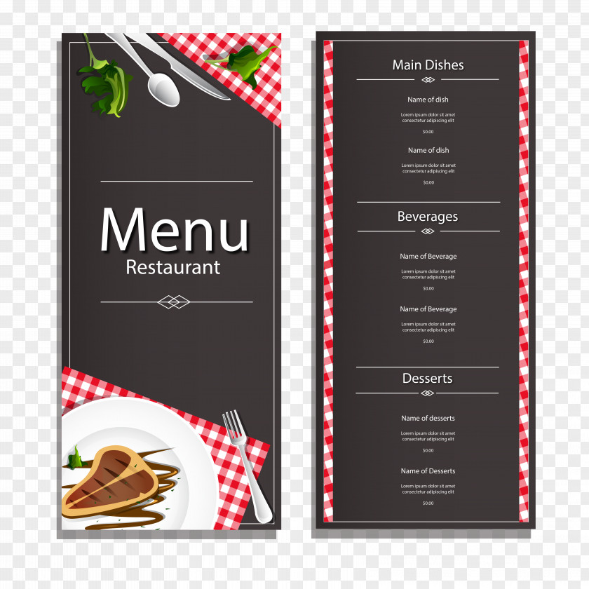 The Hotel Menu Card Vector Table Japanese Cuisine European Thai Korean Chinese PNG