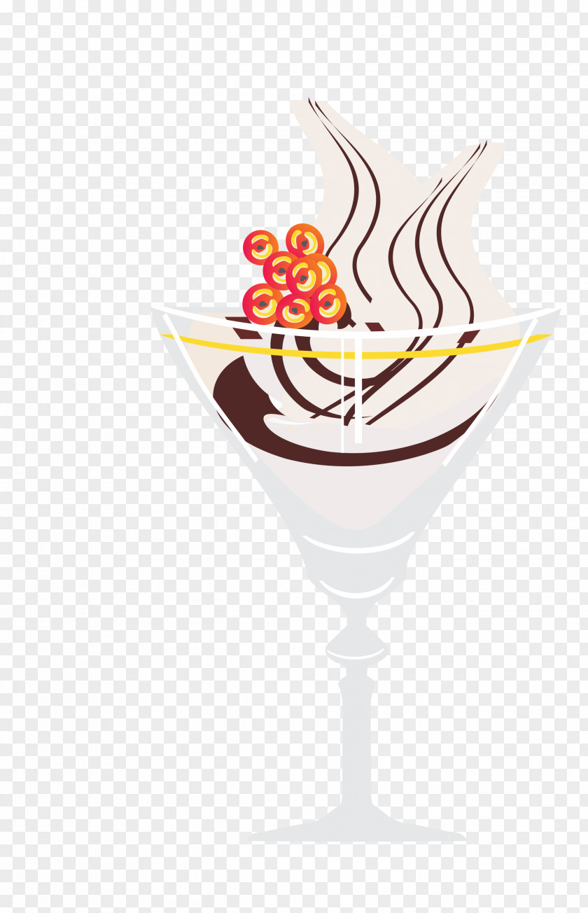 Vector Color Chocolate Cups Ice Cream Milkshake Sundae Wine Glass PNG