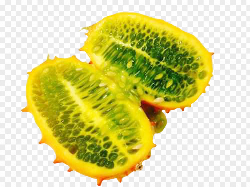 Horned Melon Halves Fruit Auglis PNG