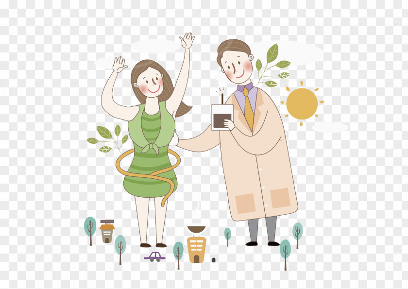 Affectionate Men And Women Cartoon Drawing Illustration PNG