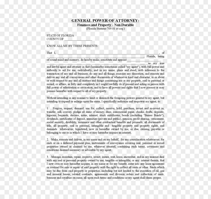 Attorney Power Of Florida Form Revocation Template PNG