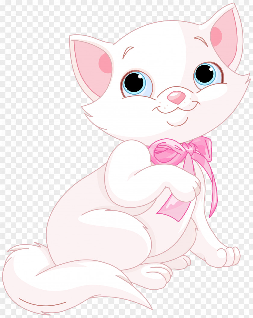 Cute Pink And White Cat Clipart Image Kitten Clip Art PNG