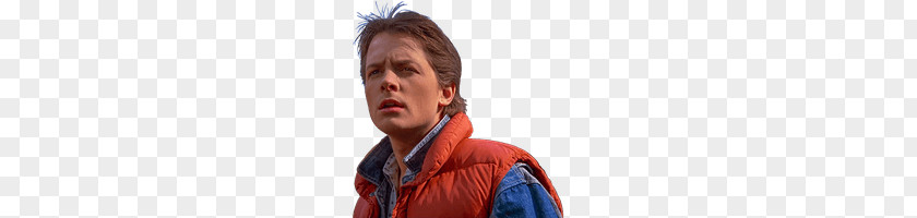 Marty Back To The Future PNG Future, man wearing orange bubble vest clipart PNG