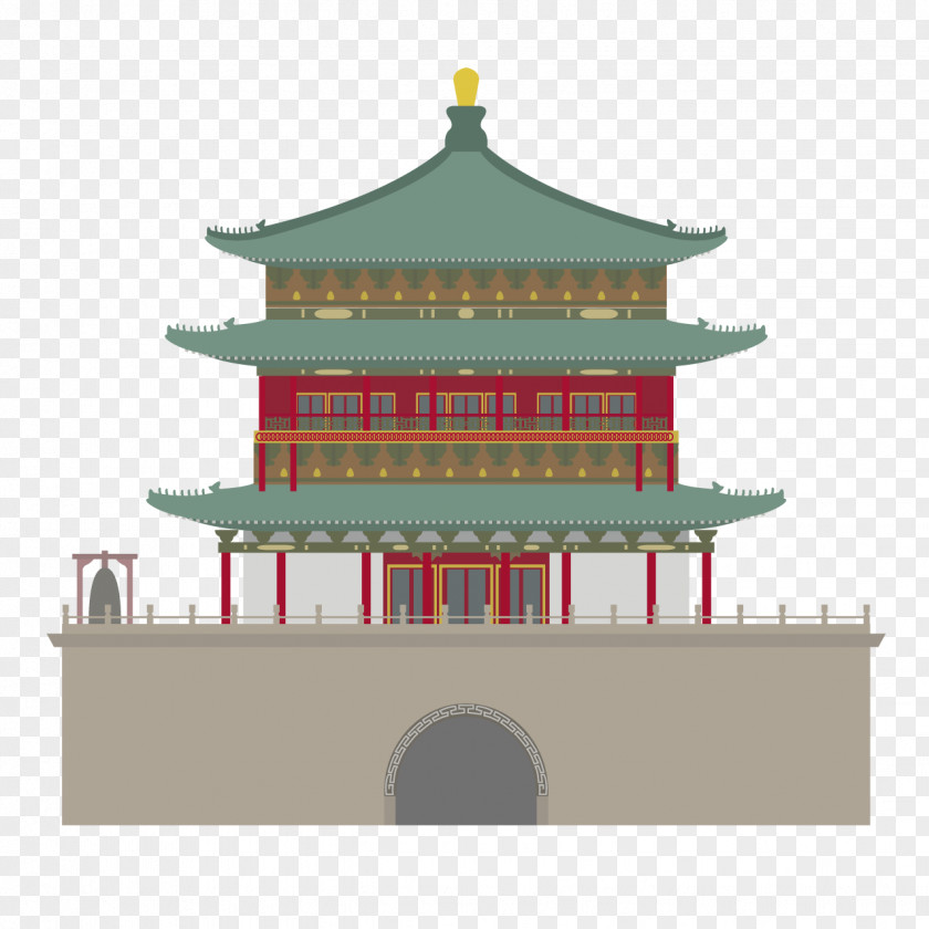 Beautifully Retro Palace Xi An Drawing Illustration PNG