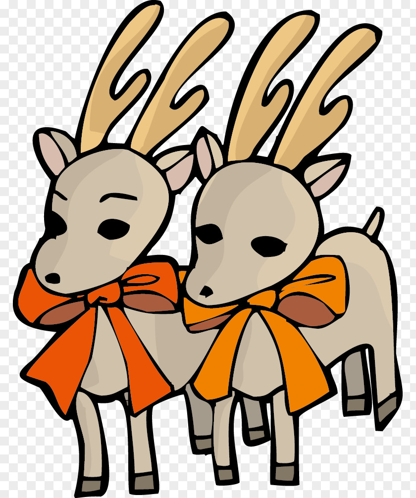 Vector Christmas Elk Reindeer Clip Art PNG