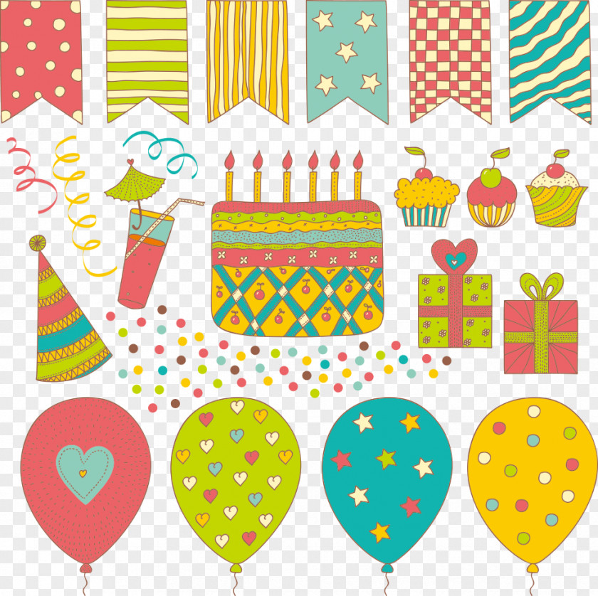 Vector Cake And Balloons Gift Birthday Toy Balloon PNG