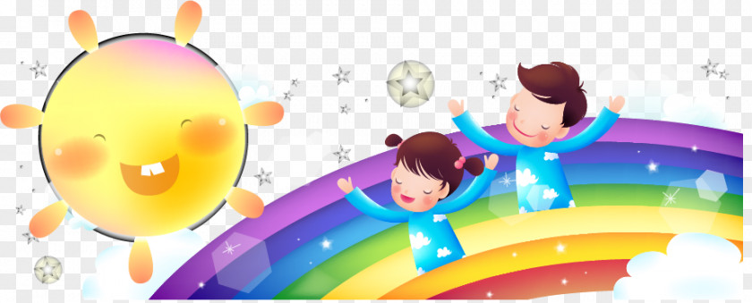 Vector Cartoon Rainbow Children Child Illustration PNG