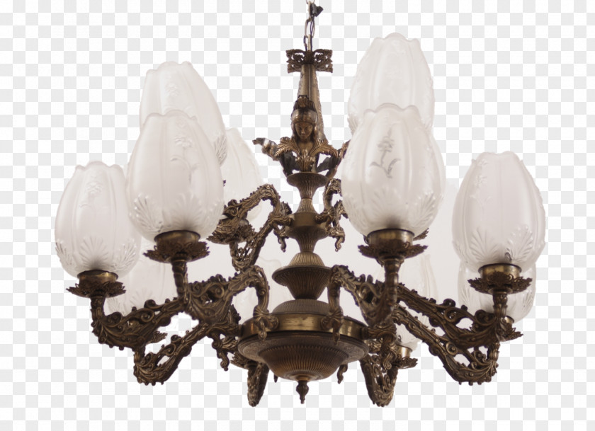 Brass Chandelier Glass Candlestick Lamp PNG