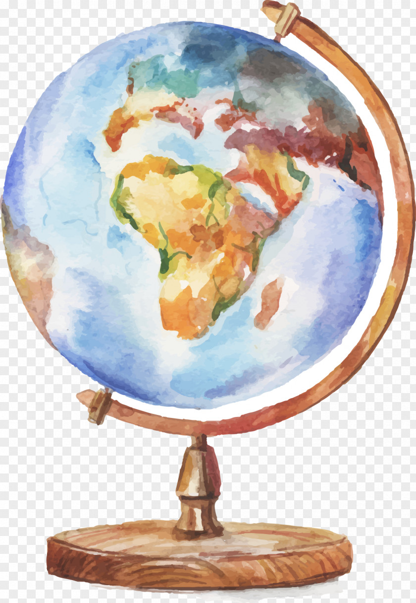 Drawing Globe Watercolor Painting Illustration PNG