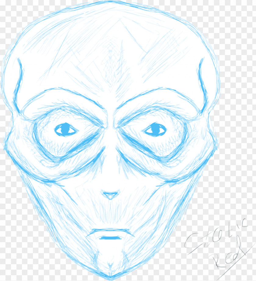 Alien Head Ear Cheek Sketch PNG