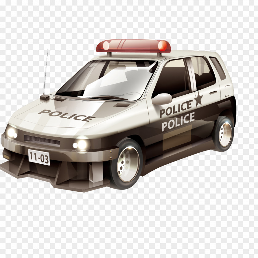Vector Cartoon Realistic Police Car PNG