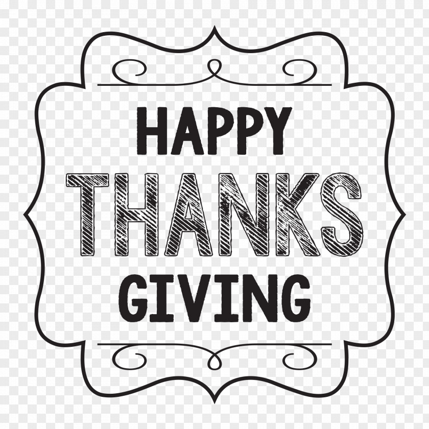 Happy Thanksgiving/ Thanksgiving Black And White Holiday Clip Art PNG