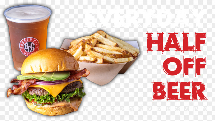 Beer Promotion Hamburger Cheeseburger Fast Food Breakfast Sandwich Veggie Burger PNG