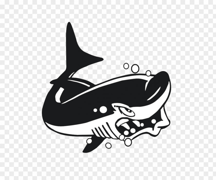Cartoon Shark Black And White PNG