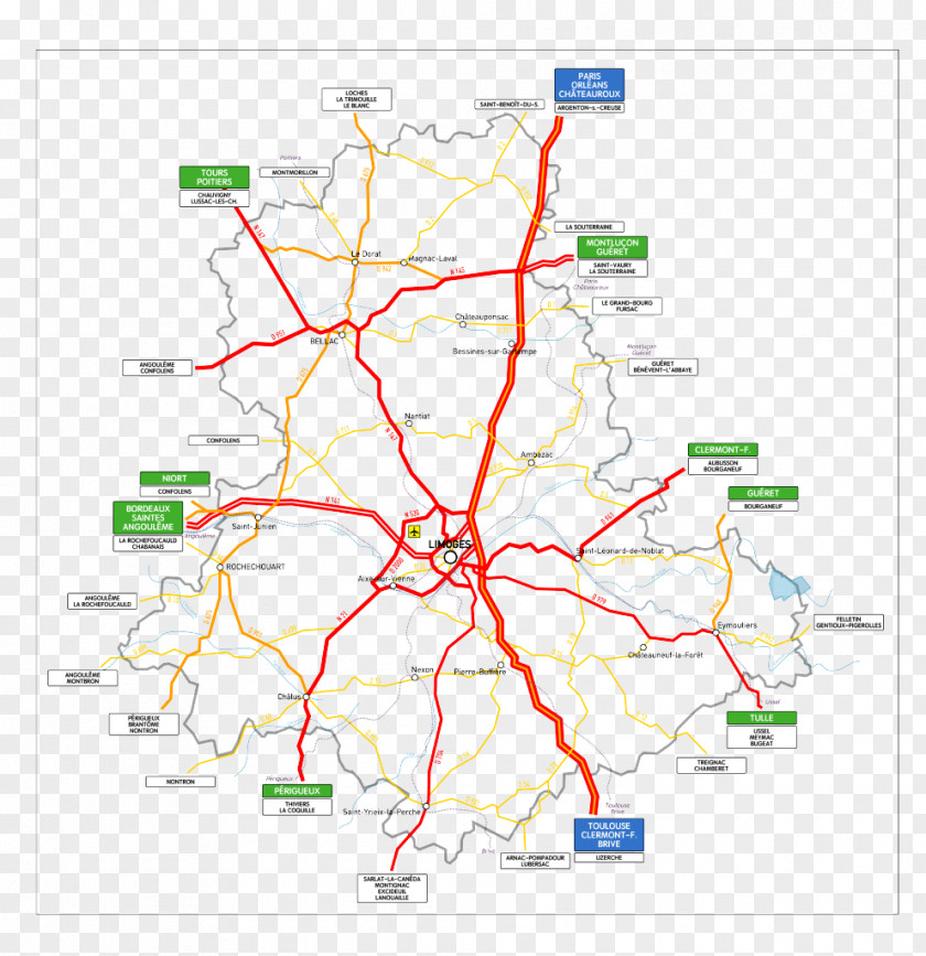 Map Réseau Routier De La Haute-Vienne Street Network Road PNG