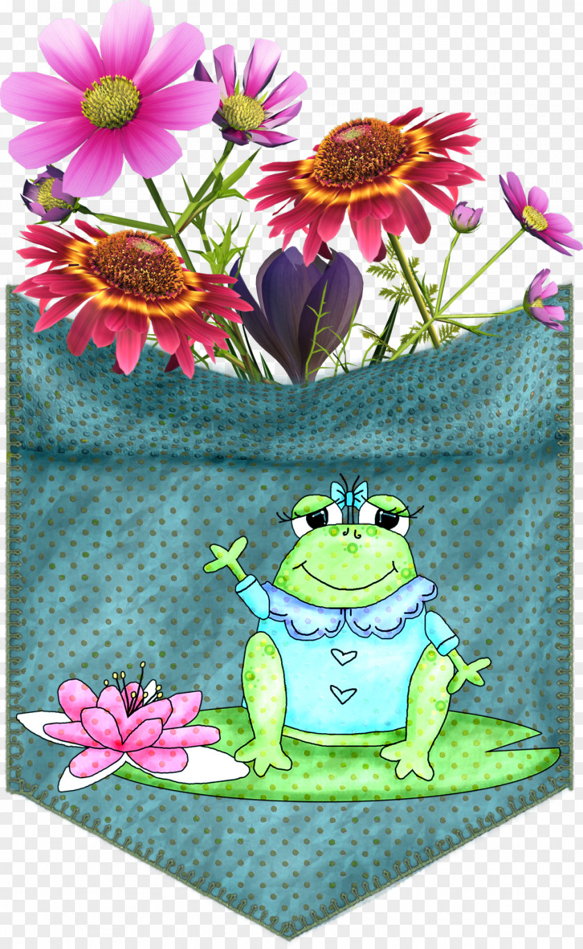 Frog Floral Design Illustration PNG