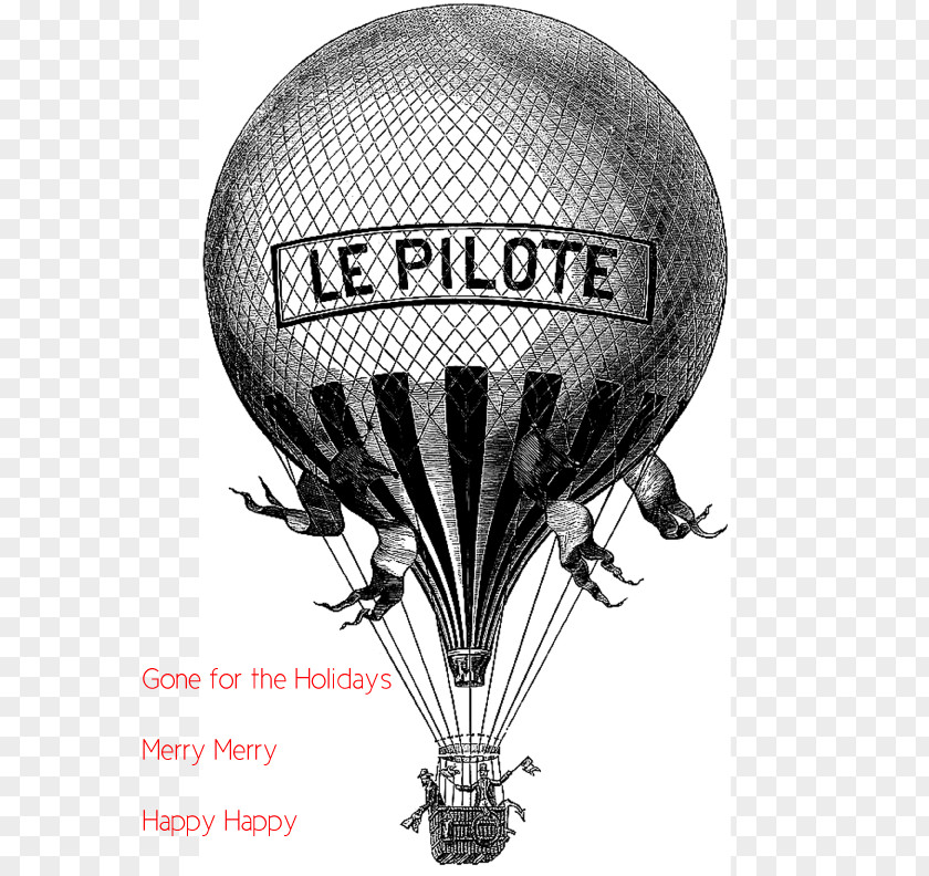 Balloon Hot Air Wedding Invitation Gift Black And White PNG