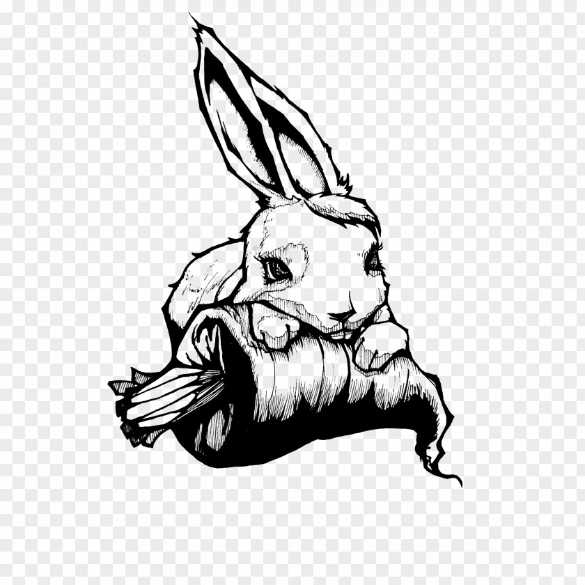 Pen Painted Rabbit Black And White Creativity Sketch PNG