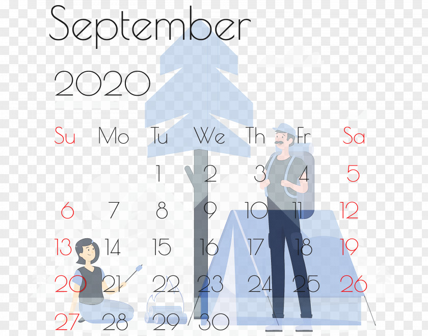 September 2020 Printable Calendar PNG