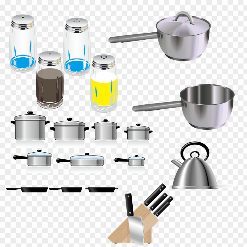 All Kinds Of Kitchen Supplies Vector Material Frying Pan Household Goods PNG