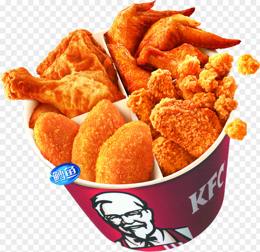 KFC Family Bucket Fast Food Hamburger Fried Chicken French Fries PNG