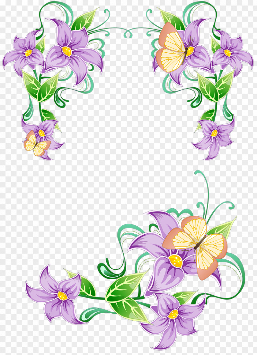 Purple Frame Flower Clip Art PNG