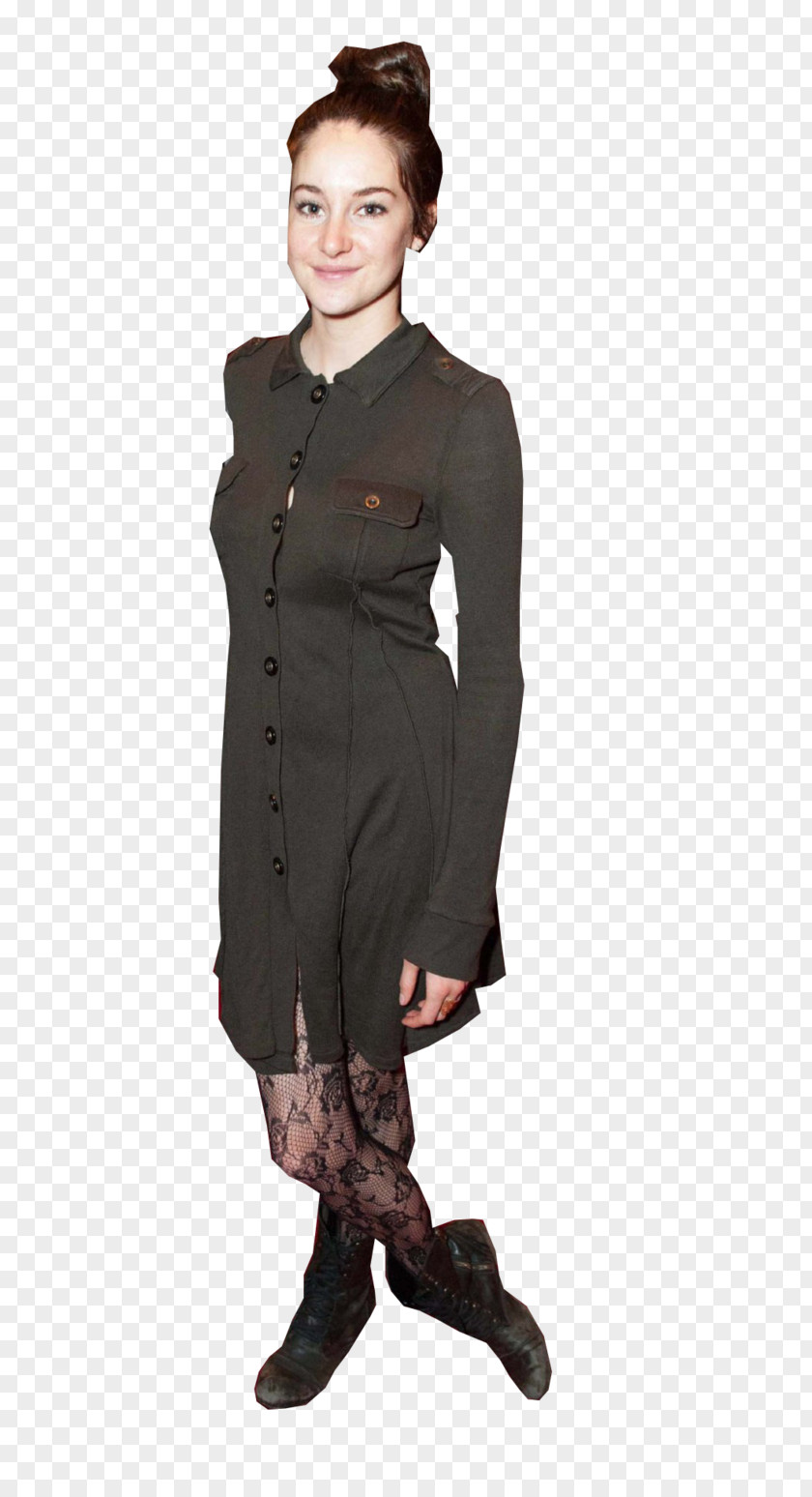 Shailene Woodley Outerwear Coat Dress Sleeve Tights PNG