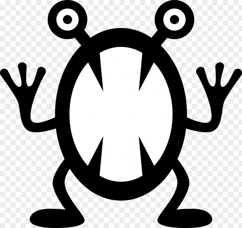 Black And White Cartoon Monster PNG
