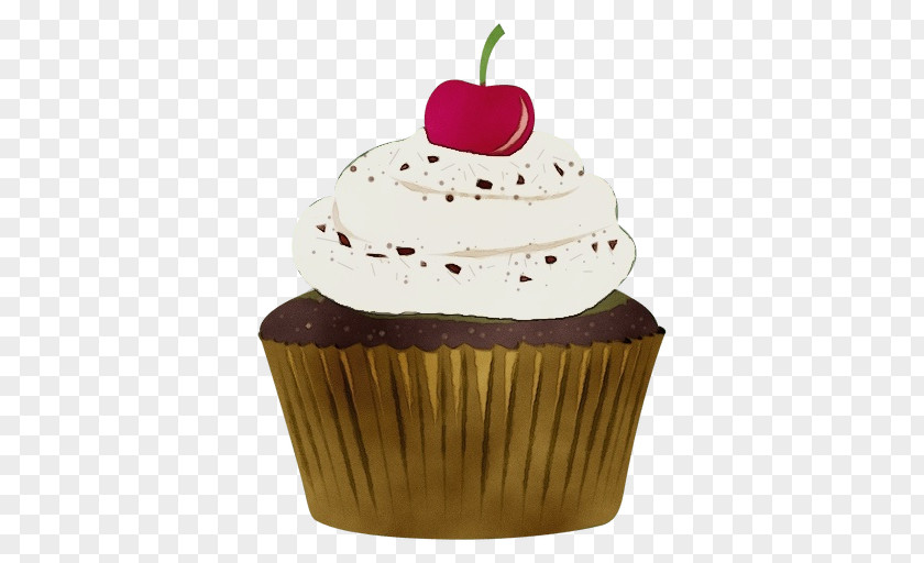 Cherry Buttercream Cake Cupcake Baking Cup Food Dessert PNG