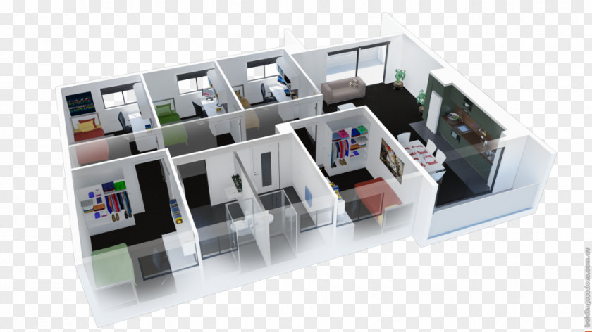 House Plan 3D Floor Bedroom PNG