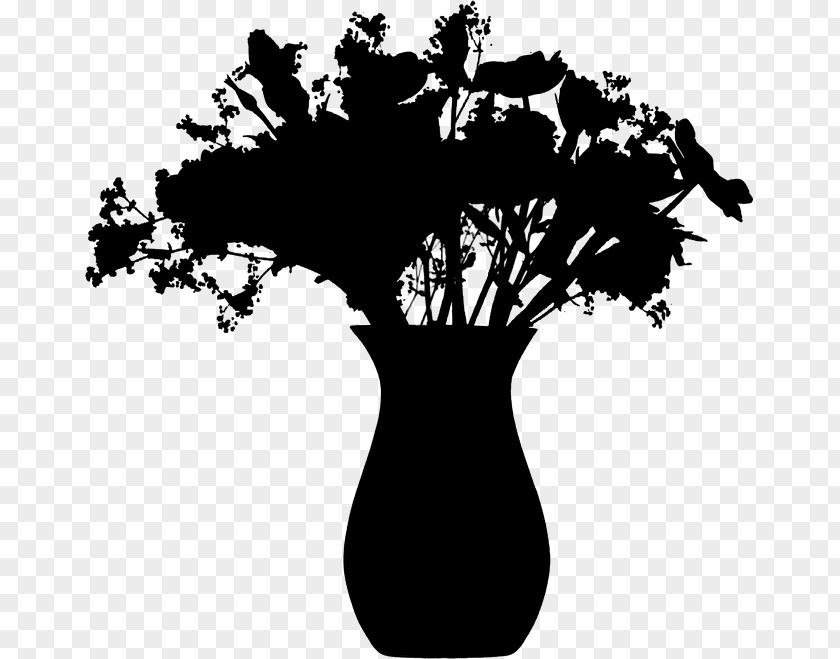 Silhouette Flowering Plant Font Black PNG