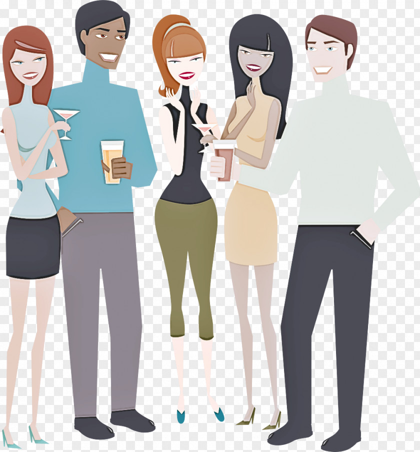 Cartoon Standing Human Conversation Style PNG