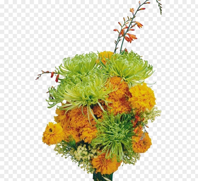Green Chrysanthemum Flower Bouquet Clip Art PNG